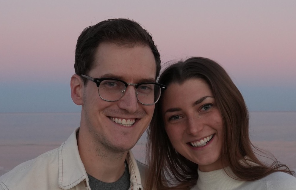 Austin Baker, founder of Happlo, with his wife Hannah on the beach in Jacksonville